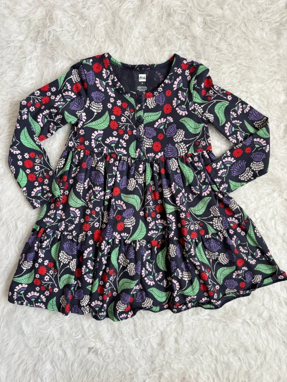 Tea Collection Kids Dress with Intricate Floral Design